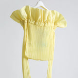 Graphic Pleats Blouse (Yellow)