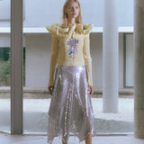 Graphic Pleats Blouse (Yellow)