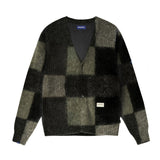 Checkers Mohair Cardigan (Green/Multi)