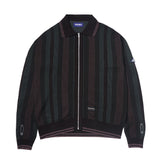 Striped Knitted Zip Up Polo (Green/Multi)