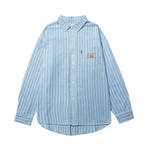 Pins Striped Denim Workshirt (Blue)