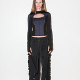 Ruffle Split Track Pant (Onyx)