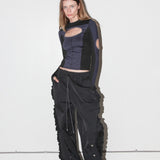 Ruffle Split Track Pant (Onyx)