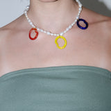 Twister Glass & Pearl Necklace (Multi)