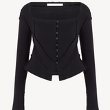 Open Neck Corset Cardigan (Black)