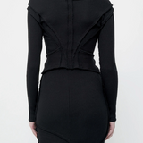 Open Neck Corset Cardigan (Black)