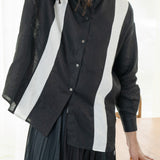 Stripe Baggy Shirt (Irish Linen/Black/White)