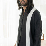 Stripe Baggy Shirt (Irish Linen/Black/White)