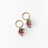 Grape Glass Charm Earrings (Violet/Green)
