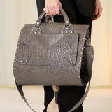 Le Joseph Foldable Leather Bag (Grey Croc)