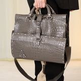 Le Joseph Foldable Leather Bag (Grey Croc)
