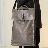 Le Joseph Foldable Leather Bag (Grey Croc)