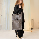 Le Joseph Foldable Leather Bag (Grey Croc)