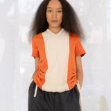 No. 113 Short Sleeve Knit V-Neck Shirt (Burnt Orange)