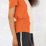 No. 113 Short Sleeve Knit V-Neck Shirt (Burnt Orange)