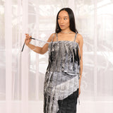 Lenticular Pleat Tiered Dress (Table Cloth)