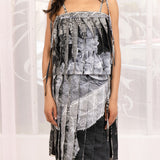 Lenticular Pleat Tiered Dress (Table Cloth)