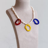 Twister Glass & Pearl Necklace (Multi)