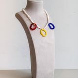 Twister Glass & Pearl Necklace (Multi)