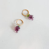 Grape Glass Charm Earrings (Violet/Green)