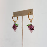 Grape Glass Charm Earrings (Violet/Green)