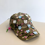 Camo Bow Embellished Cap