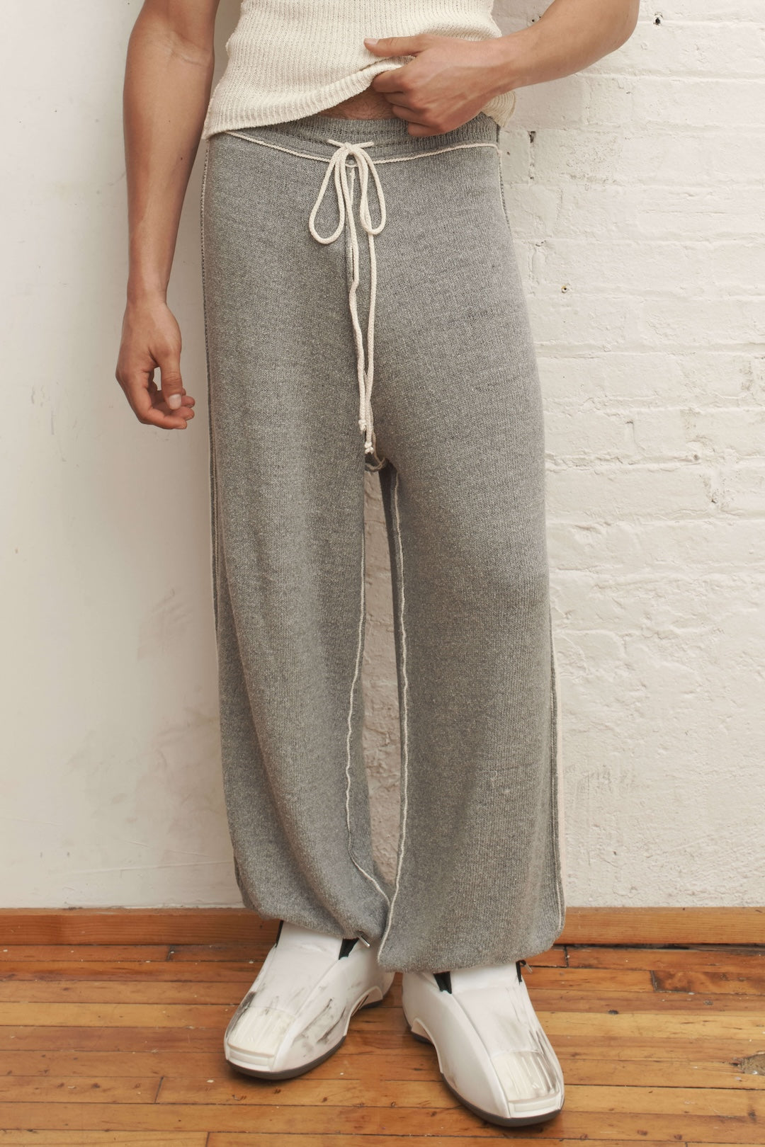 Pavement Knit Silk Trouser (Gray)