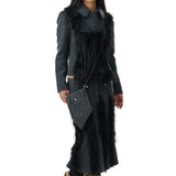 Shadowy Double Waist Line Skirt (Teal/Grey)