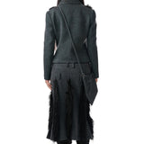 Shadowy Double Waist Line Skirt (Teal/Grey)