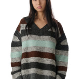 Striped Garter Sweater (Blue/Grey)