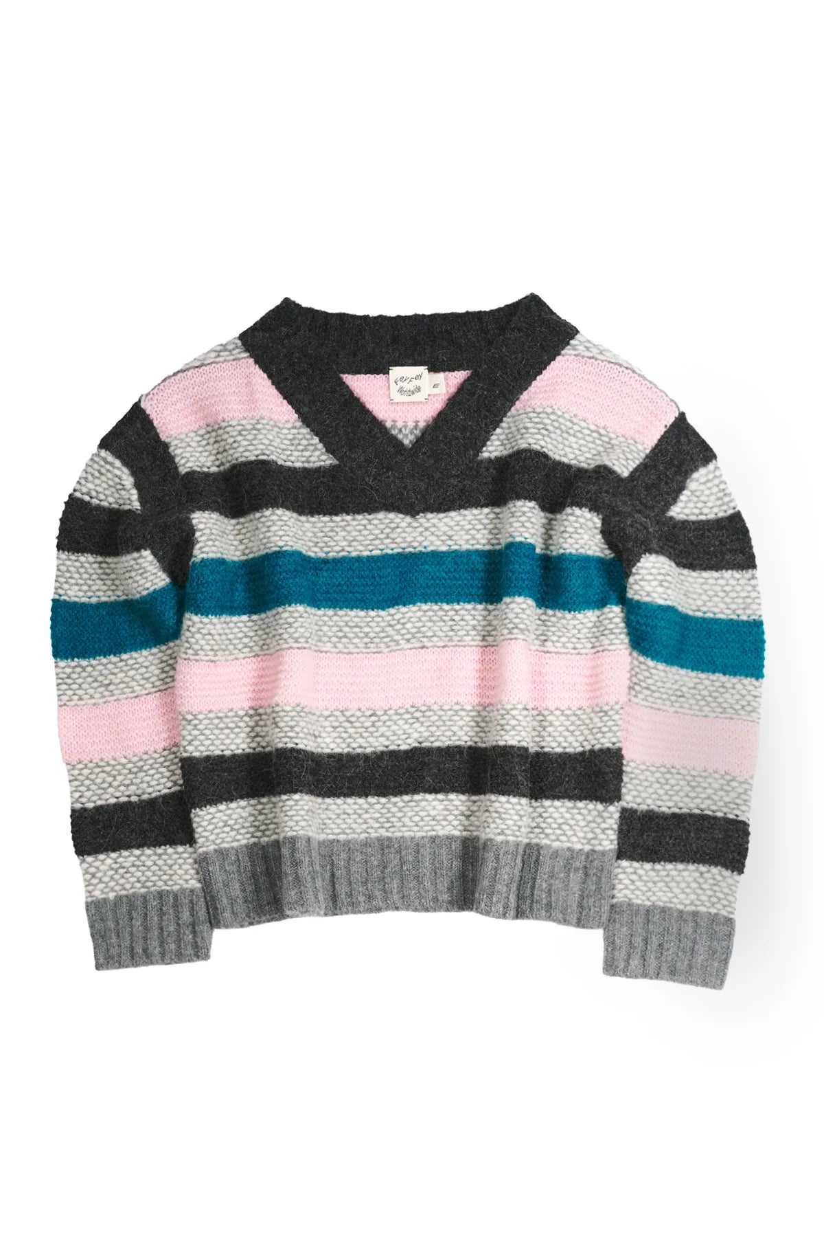 Striped Garter Sweater (Pink/Grey)