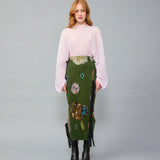 Egon Pleated Knit Skirt in Ragnar (Green)