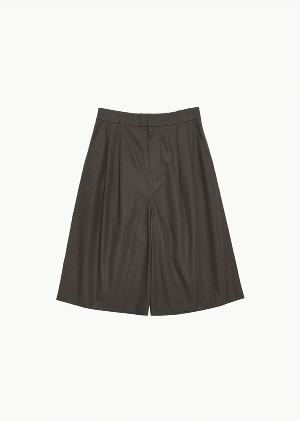 Two Tuck Wide Shorts (Brown)