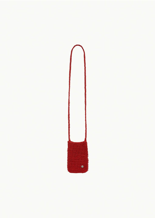 Mini Handmade Leather Net Bag (Red)