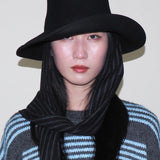 Gambler Hat w Scarves 
(Black w Charcoal Pinstripe)