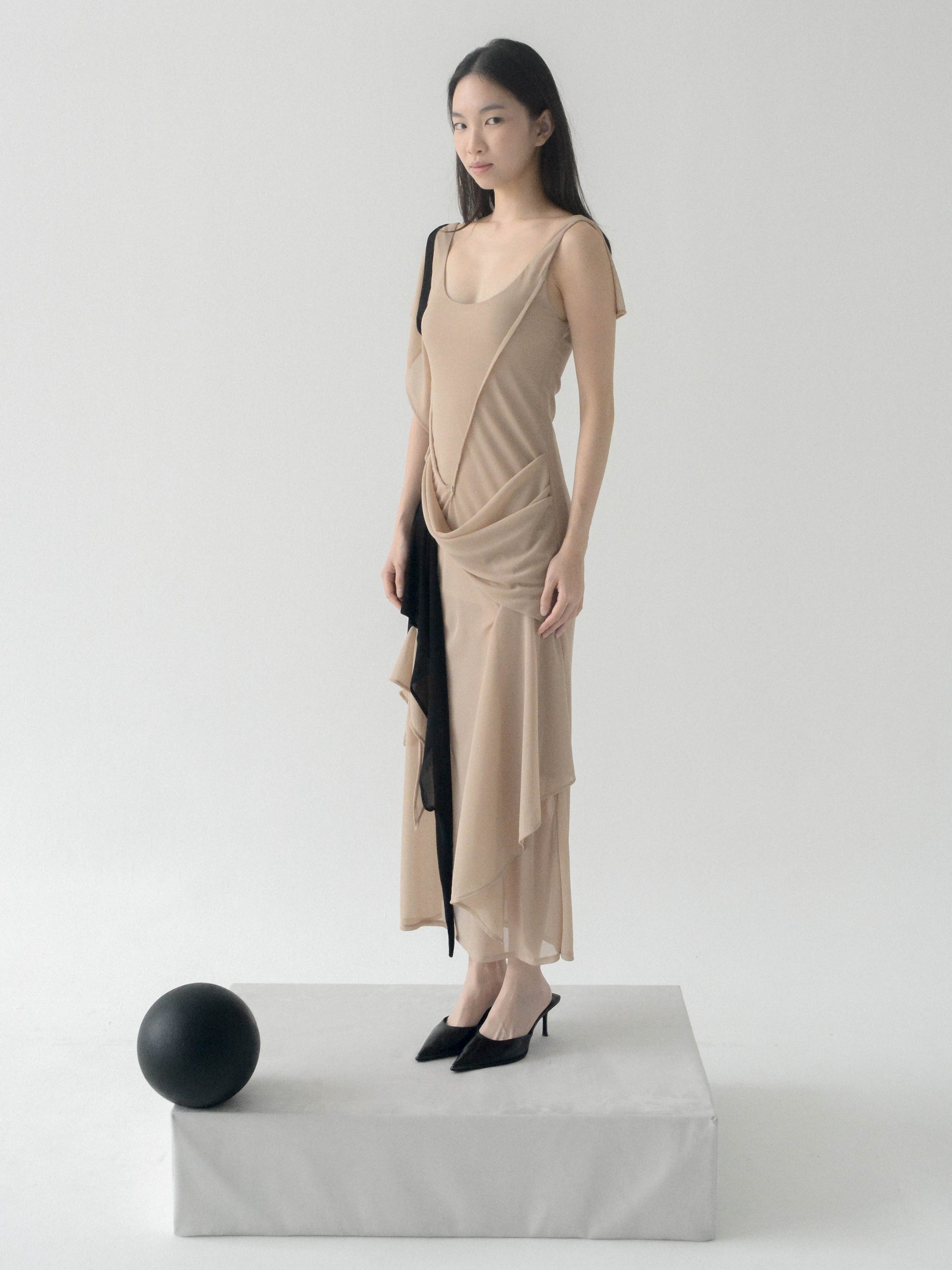 Antro Mesh Dress (Beige)