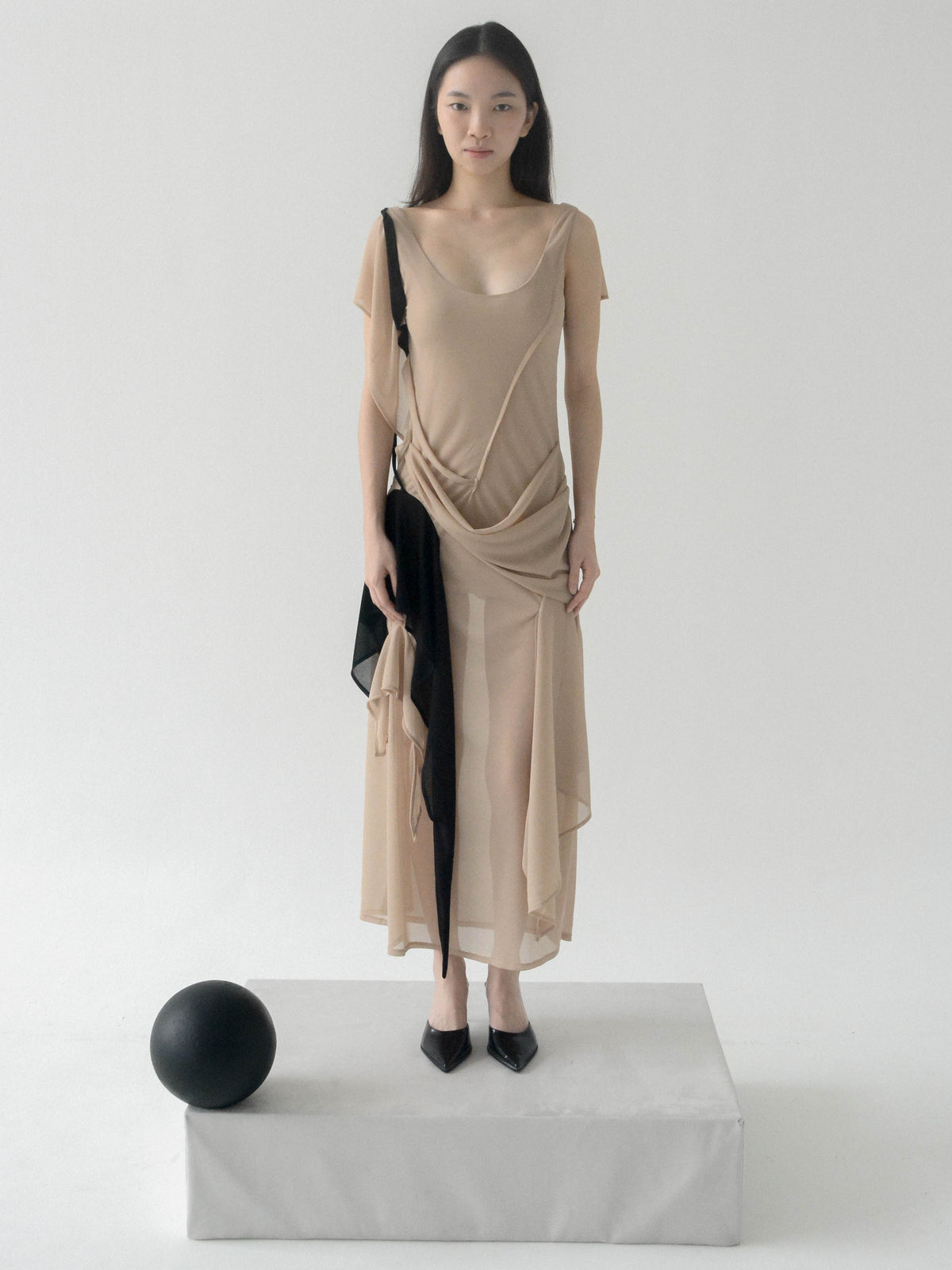 Antro Nude Mesh Dress