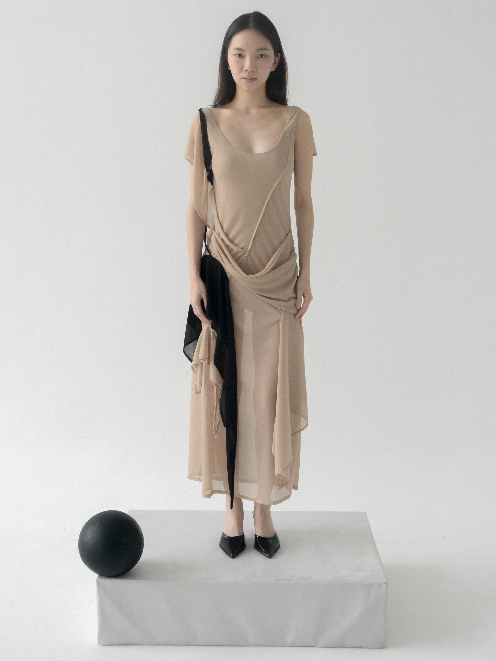 Antro Mesh Dress (Beige)