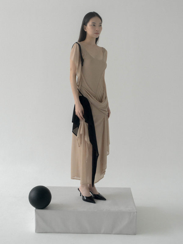 Antro Mesh Dress (Beige)
