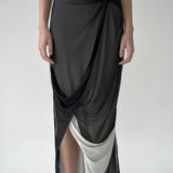 Pans Drape Dress (Black)