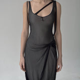 Pans Drape Dress (Black)