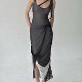 Pans Drape Dress (Black)