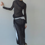 Aphora Long Sleeve Sheer Top (Black)