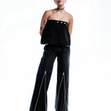 Zip Pleat Pants (Black)