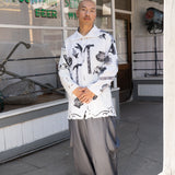 Table Cloth LS Blouse (White/Black)