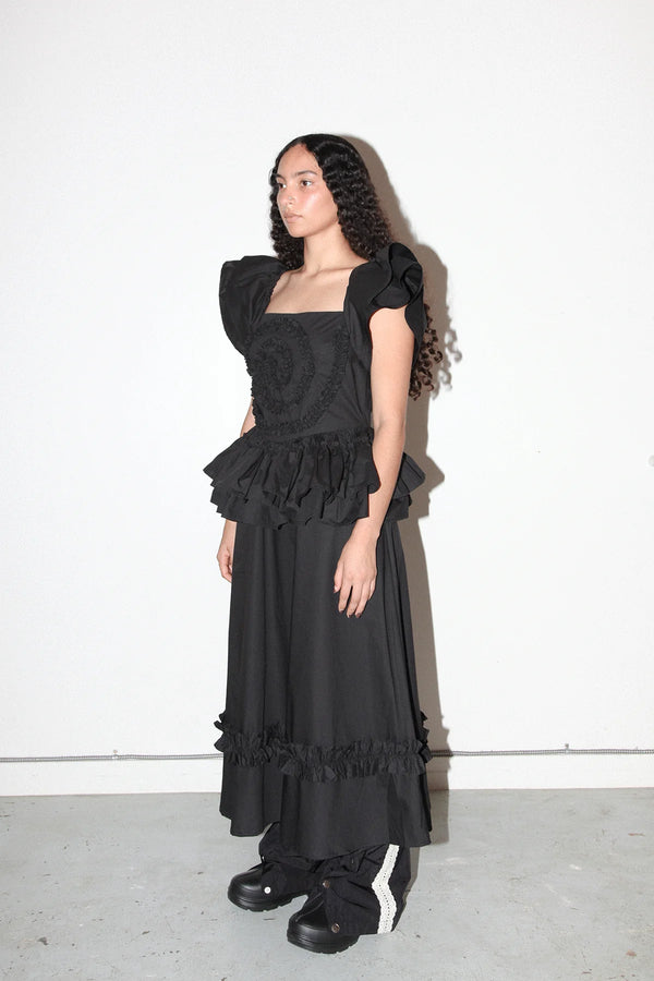 Spiral Ruffle Dress (Onyx)