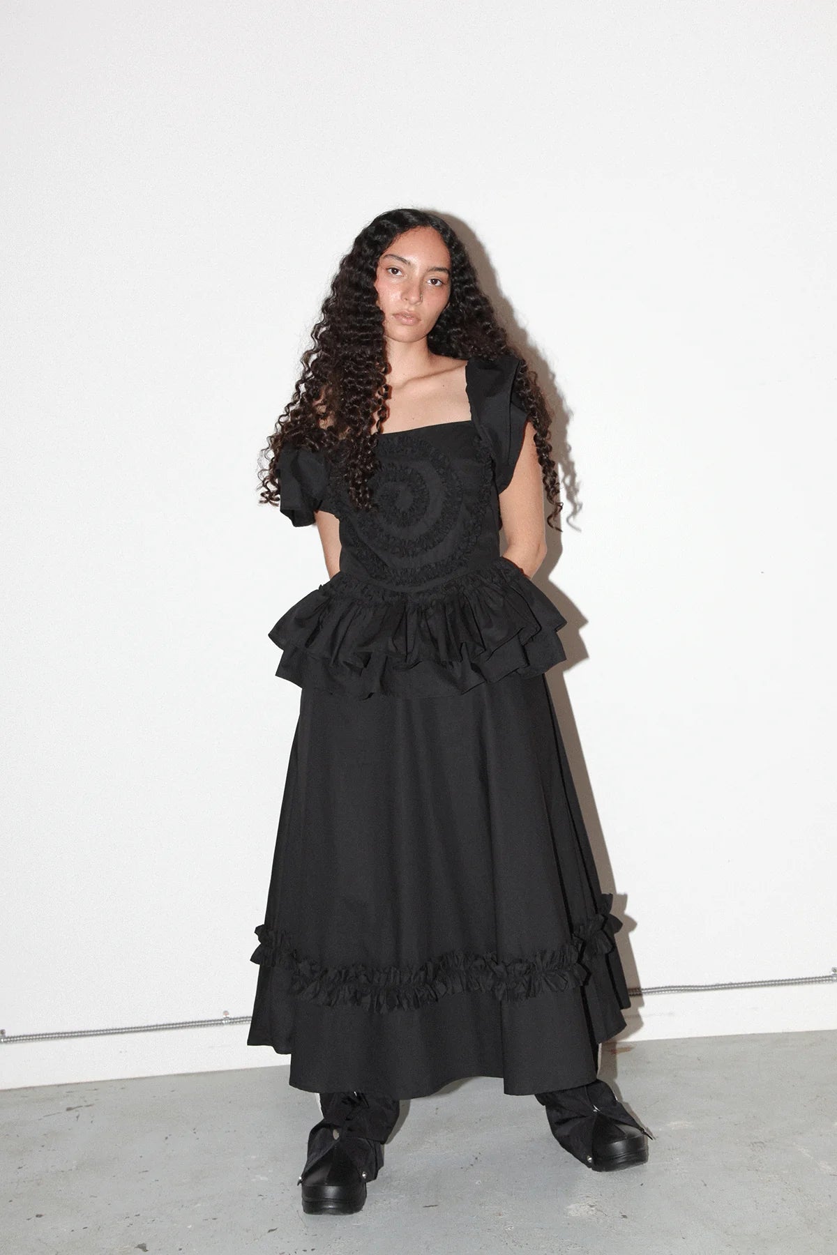 Spiral Ruffle Dress (Onyx)