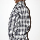 Plaid Trail Double Mock Neck Jacket (Black Plaid)
