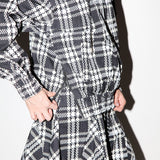 Plaid Trail Double Mock Neck Jacket (Black Plaid)
