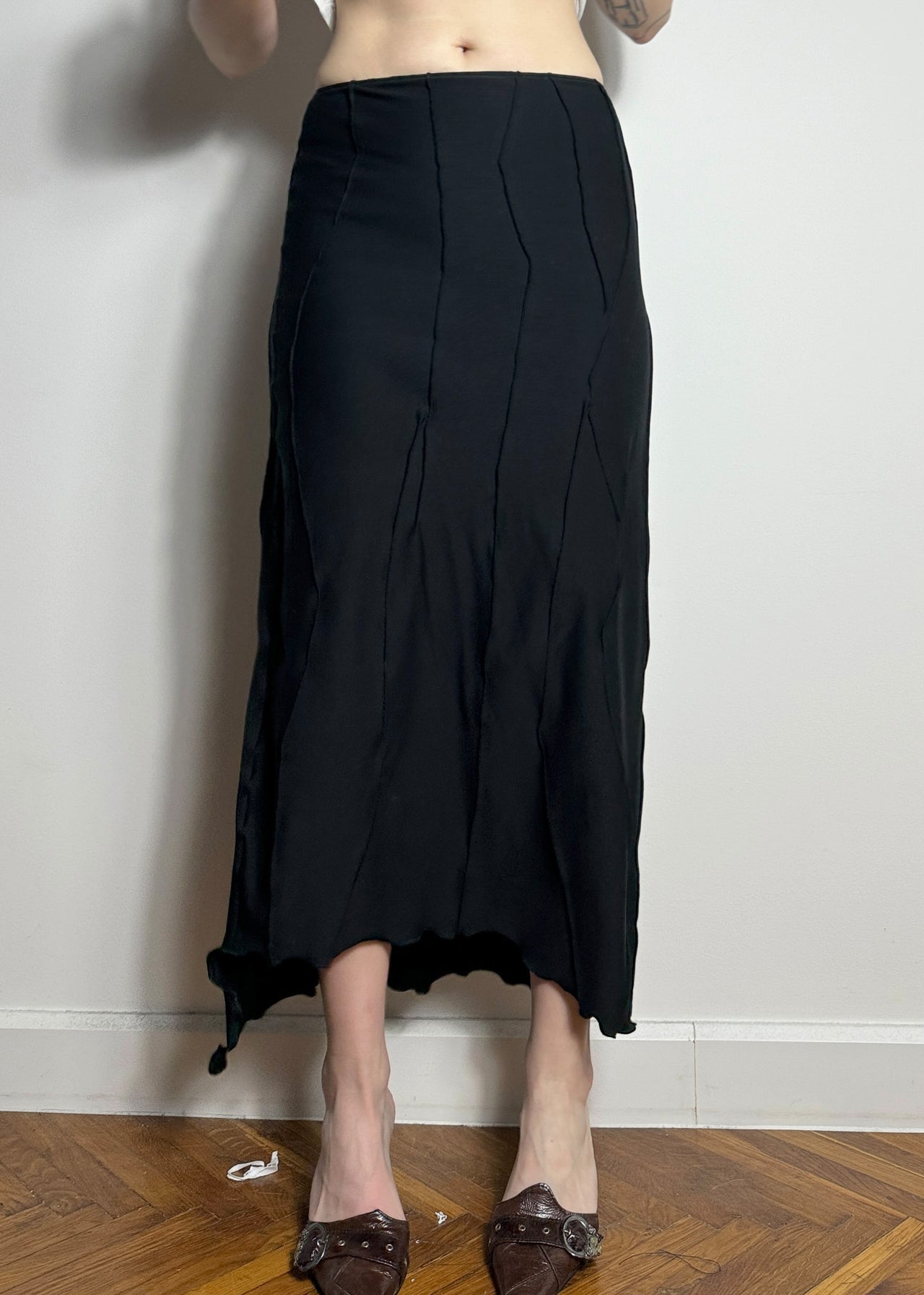 Black Full Suture Long Skirt (011-99)